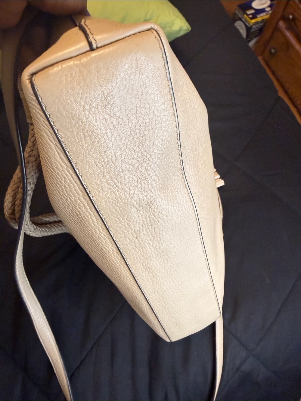 Tory Burch Marion Fold-Over Crossbody Bag | Pebbled Leather | Light Beige/Taupe - Picture 2 of 15